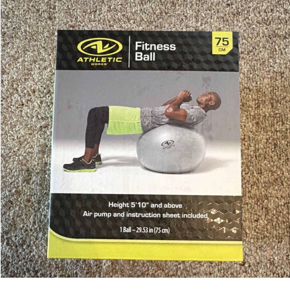 Athletic Works Exercise Ball 75cm Silver Gray with Pump & Instruction Sheet